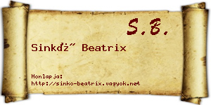 Sinkó Beatrix névjegykártya